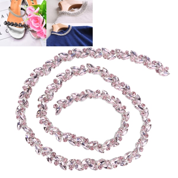Hästöga Blommakedja Glas Diamant DIY Skosnöre Kläder Dekoration Tillbehör Rosa