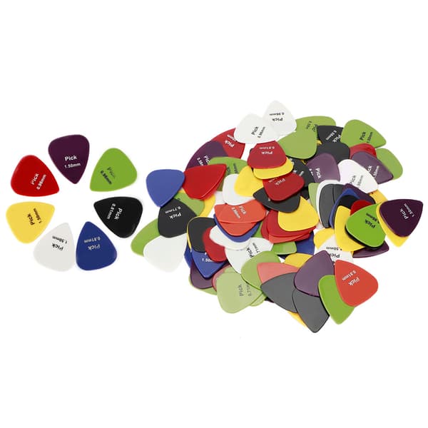 100 st Blandade Färgglada Gitarrplektrum för Ukulele Elektrisk Gitarr Tillbehör