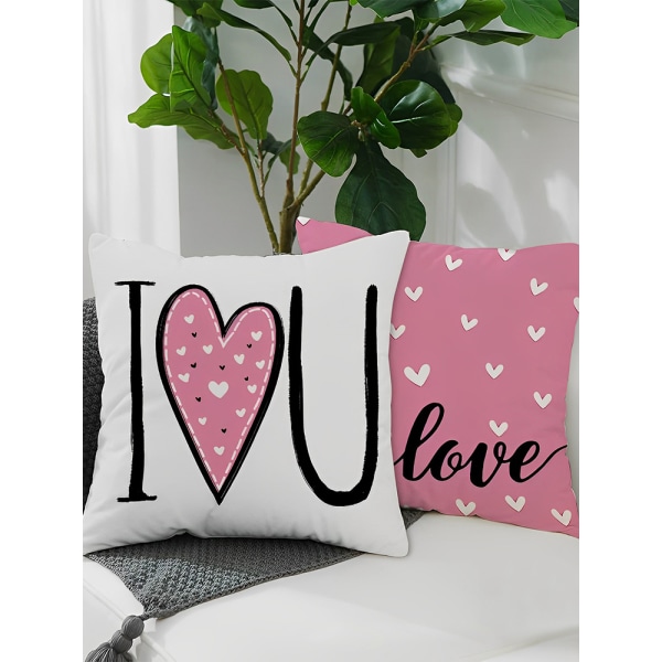 Valentinsdag Kærlighedsbrev Trykt Linned Pudebetræk - 45x45cm Pude til Stue og Soveværelse