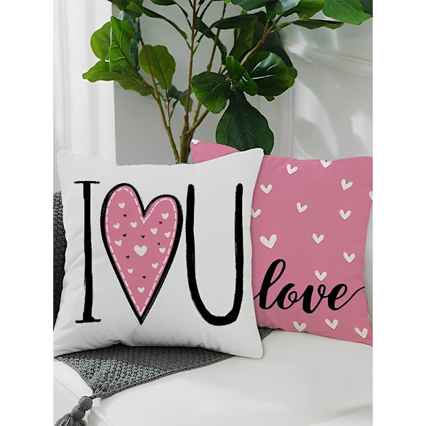 Valentinsdag Kjærlighetsbrev Trykt Lin Putetrekk - 45x45cm Pute til Stue og Soverom