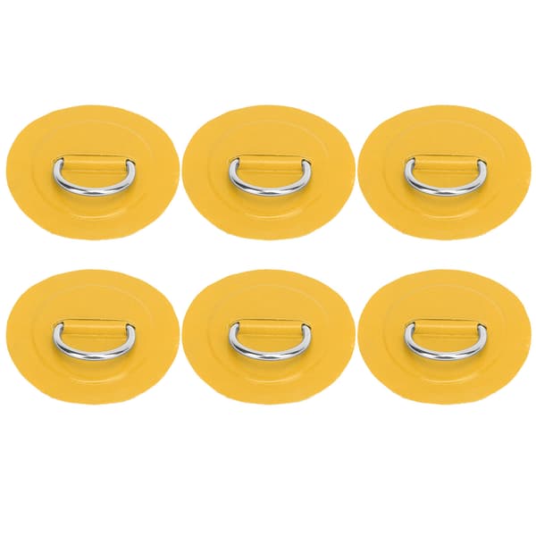 6 stk oppblåsbar båt DRing Pad Patch PVC Holdbart marint rustfritt stål fast spenne (gul)