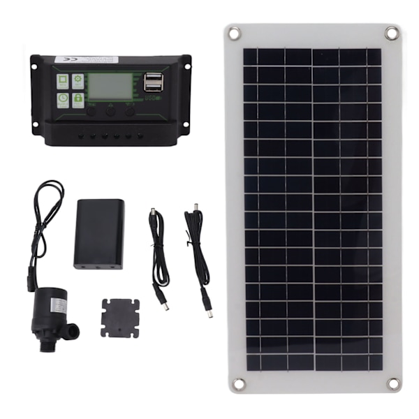 Solpanel Kit Polykristallin 100A Styrenhet 10W 18V Solladdningspanel med Batterilåda Pump för Bilcamping