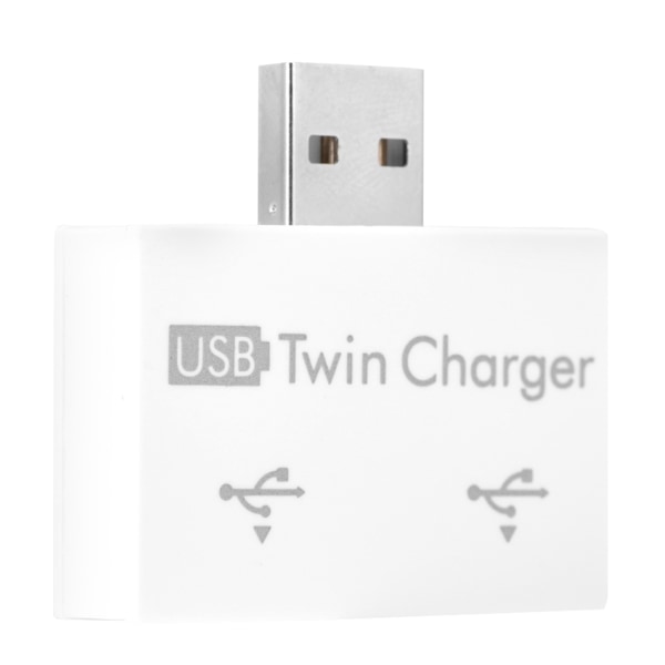 Hub USB2.0 hann til 2-ports USB dobbel lader splitter adapter konverter konsentrator (hvit)- W