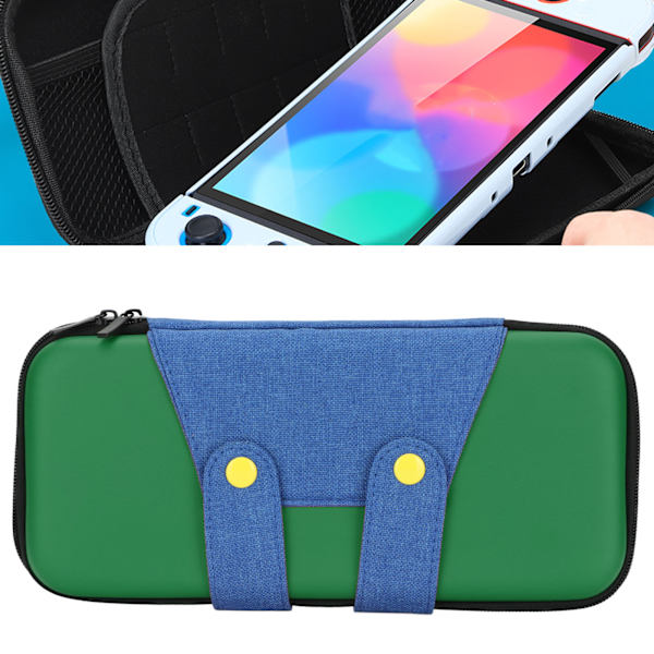 Spillveske for Switch, Hard Shell, Slitesterk, Dobbel Glidelås, Bærbar EVA Spill Oppbevaringsveske, Grønnblå for Switch