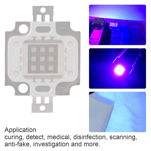 10W COB UV Lila LED Integrerade Chips - 395-400Nm Ultraviolett Ljuslampa Pärlor