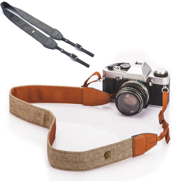 Kamera skulderhalsstropp Vintage belte for alle DSLR-kameraer Nikon Canon Sony Pentax Classic White and Brown Weave
