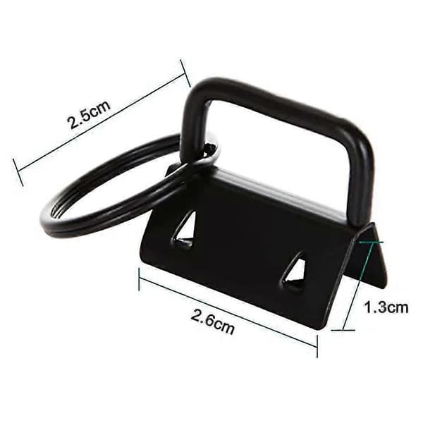 40-pak Nøglering Hardware Med Nøglering, Nøglering Håndledsrem Bomuld Hale Klips Webbing 26mm Black Lat