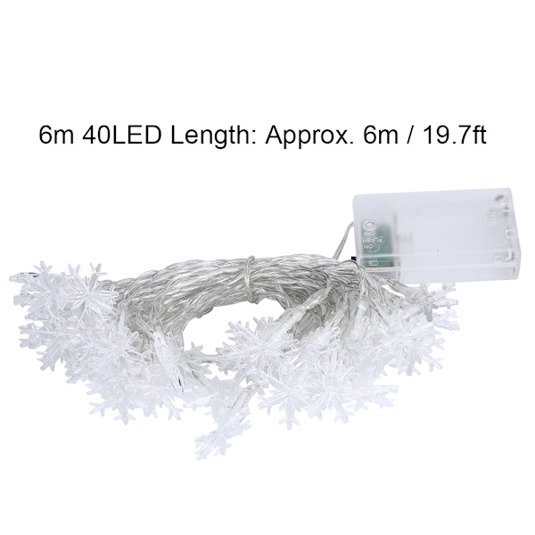 Farverige 6m Snefnug LED-Lysstreng - 40 Batteridrevne Dekorative Lamper med Blinkende Tilstand Perfekt til Fester & Bryllupper