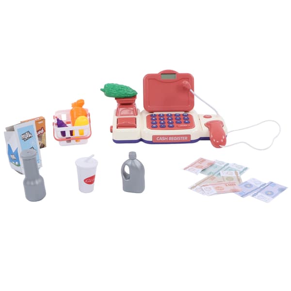 Multifunktionelt kasseapparat legetøj simulation foregive leg kasserer med mikrofon