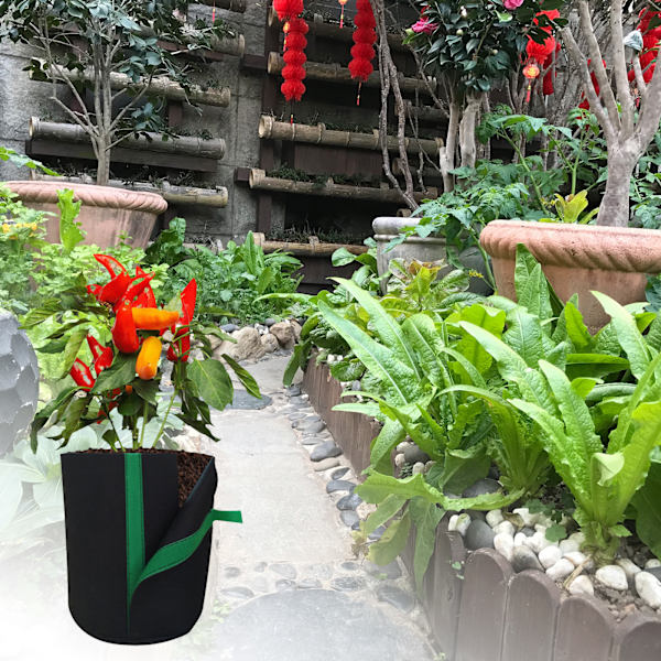 Transplant Posejordspose Plantevækstpose Ikke-vævet Filtpose Plantevækstpose - Grøn 2 Gallons Diameter 21*Højde 22cm