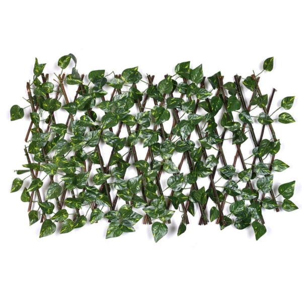 Simulert gjerde blad tre gjerde teleskopisk gjerde vegg hage gårdsplass rekkverk dekorasjon liten gjerde med grønn reddik 20*40cm