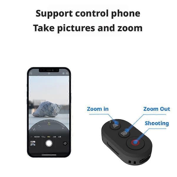 Remote Control for DJI Osmo Action 4/5 Pro, Wireless with Wrist Strap, One-Button Wake-Up, Compatible with Action Cameras Svart