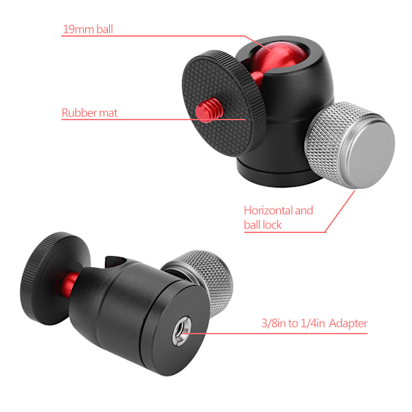 360° Svängbart Mini-Kulahuvud i Aluminiumlegering med 1/4\" Skruvfäste för DSLR-Kamerastativ