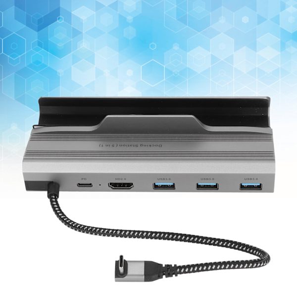 Dockningsstation för Steam Deck 5-i-1 PD-strömförsörjning 3xUSB3.0 HD Multimedia Interface Dockningsställ för Steam Deck V258A