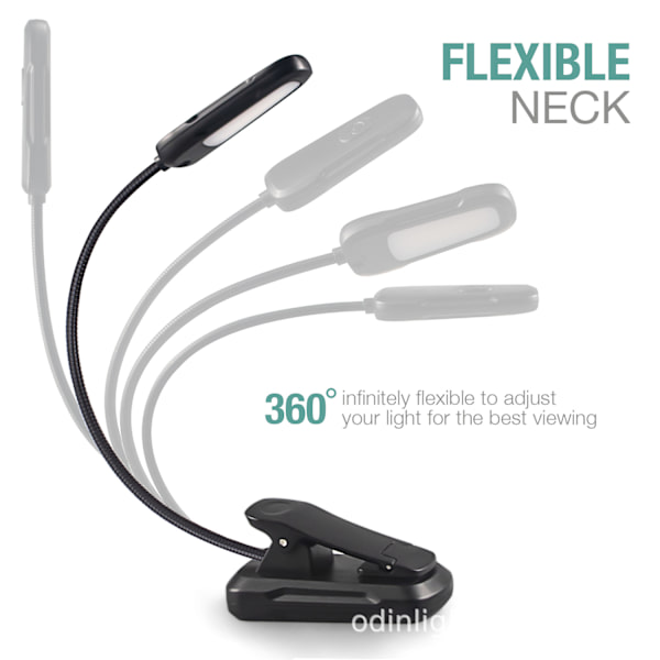 Læselampe 9 LED læselys Clip Lamp USB Genopladelig 9 lysstyrketilstande og 3 farvetemperaturer, 360° fleksibel halsklemmelampe til seng, bog, N