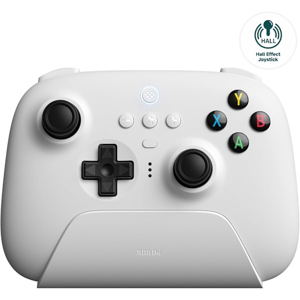 8Bitdo Ultimate 2.4G Trådlös Styrenhet, Spelkontroll med Laddningsdocka för PC, Android, Steam Deck och Apple (Vit)