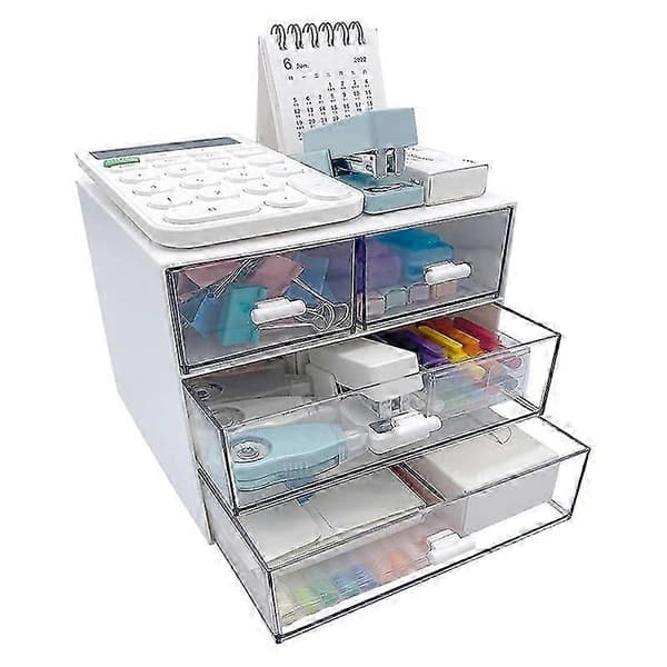 Makeup Organizer, Skrivebordsorganizer med 4 skuffer, Diverse Organizer, Kosmetik Organizer, Badeværelse Co