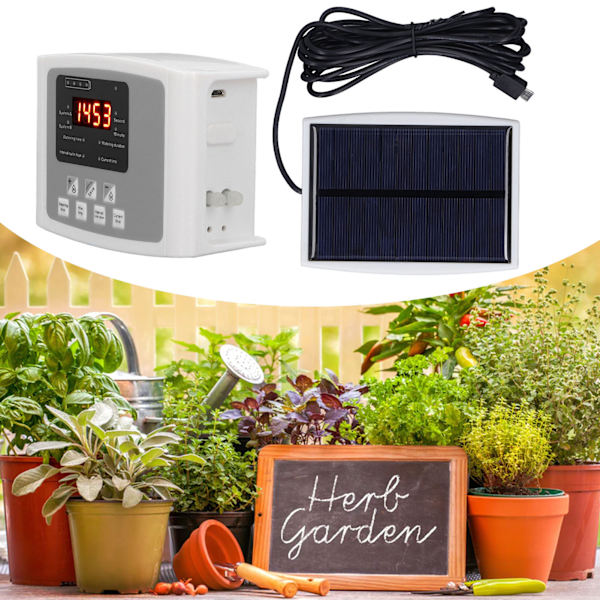 Automatisk Växtbevattningssystem med Tidtagning, Solenergi, USB-Laddning, Enpump, Automatisk Blombevattningsenhet