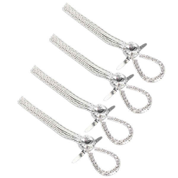 4 stk. Cirkel Rhinestones Tassel Kæde Sko Spænder Kvinder Støvle Dekoration Tilbehør Hvid