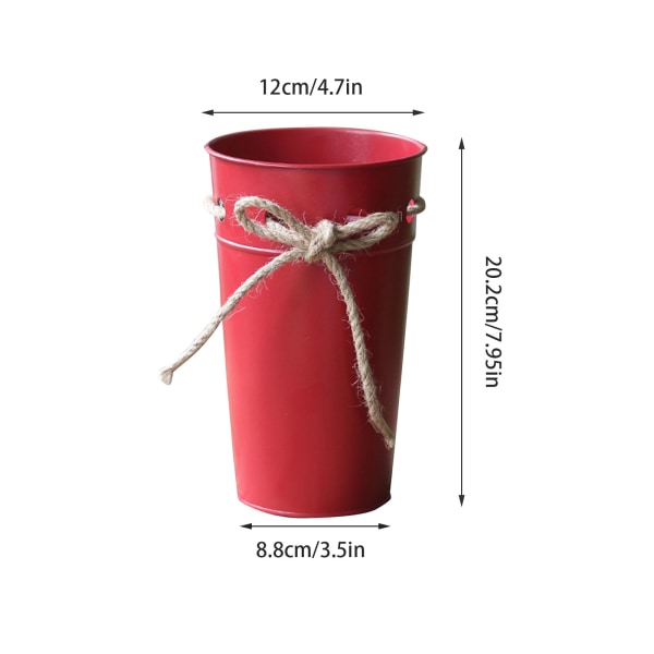 (Anbefalt å selges i kombinasjon) Retro hampetau jernbøtte jern blomsterbøtte tørr blomstervase jernbøtte blomsterpotte - svart (øvre diameter