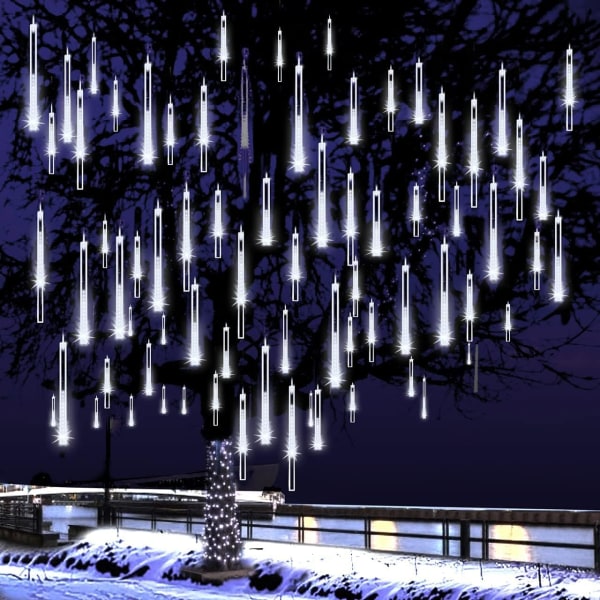 Jouluvalot ulkopuuhun lumisateen LED tippuva jääpuikko Shooting Star valot 12 tuumaa 8 putkea, meteorisuihku putoavat sadevalot joulukoristeisiin