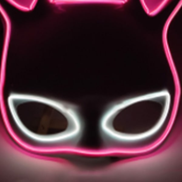 Glødende Kaninmaske Halvmaske Kaninmaske Tilbehør Til Halloween Festforsyninger Pink Og Hvide Lys Sort