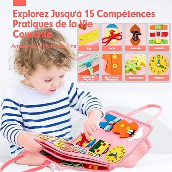 Filtbrett for tidlig læring pedagogiske leker 2 år gammel, 5 lag Montessori brett leker 3 år gamle jenter, aktivitetsbrett for å lære livserfaringer E