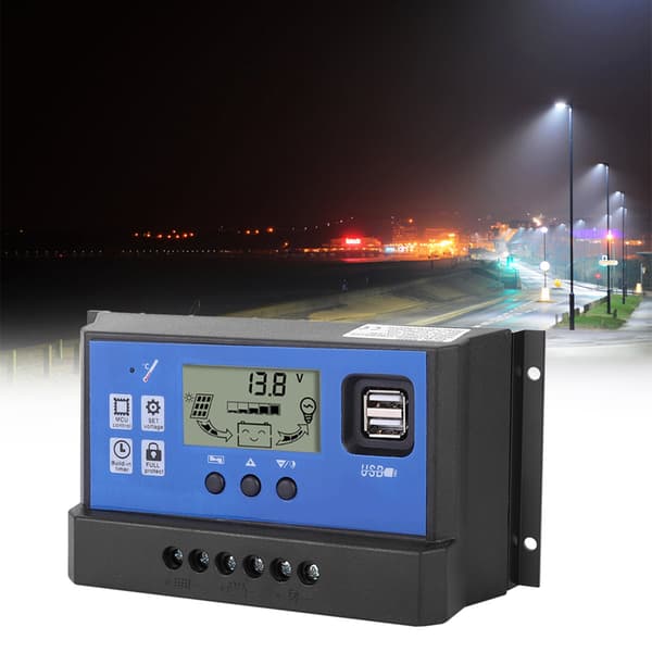 60A 12V 24V LCD Solar Street Light Intelligent PWM Dual USB Controller