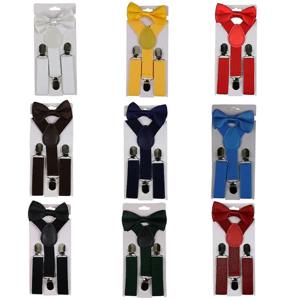 2 stk/sett ensfarget barn gutt jenter clip-on Y-formede elastiske seler sløyfe Black
