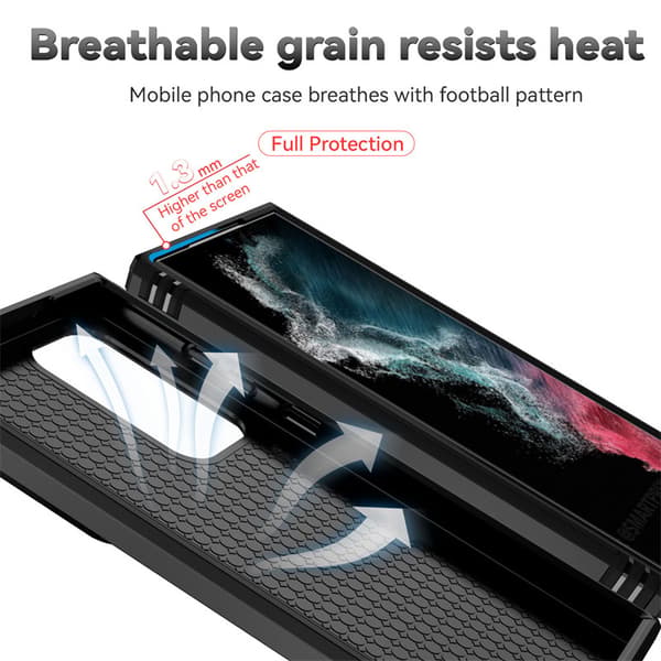 【bt02】Applicable to SM S23 Ultra Ring Push Window Phone Case Two-in-one Bracket Anti-fall Protective Shell Red