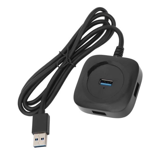 USB 3.0 Hub Svart Høy Strømforsyning 4 Porter Samtidig Bruk Stabil Langvarig for Underholdning Kontor