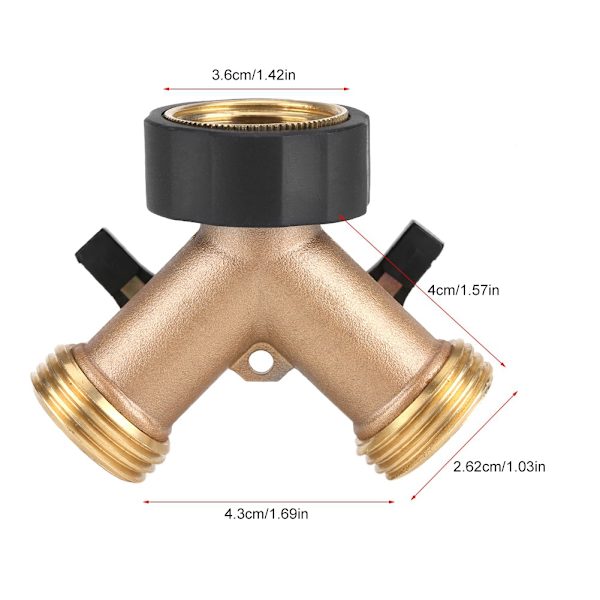 Messing Vannkran Adapter 2 Veis Y-Form 3/4 Slangekobling Hagevanning (Amerikansk Standard)