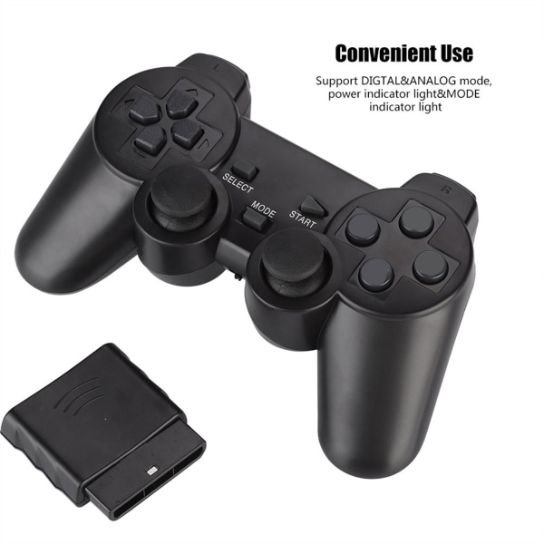 2,4 GHz 8M Dual Vibration Trådløs Game Controller Gamepad Joystick til PS2-W