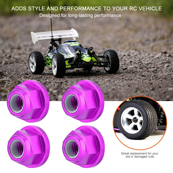 4 kpl Alumiini M4 Rengasmutterit Sopivat Fayee 1/12 WL 1/12 12423 Maastoautolle Violetti 0119P
