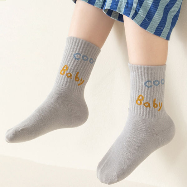 Børne Mid Calf Strømper Bløde Åndbare Sømløse Drenge Efterår Vinter Størrelse L 6-8 År 17-20 cm