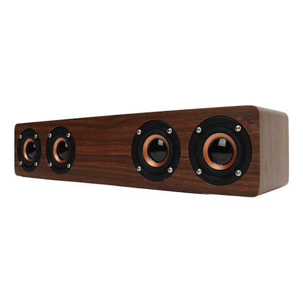 Trä Bluetooth-högtalare väckarklocka med 4 högtalare 4 spelmod hög effekt digital klocka för sovrum sängbord träkorn
