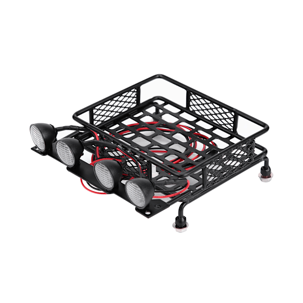 Takstativ Bagasjebærer Med LED-lys Rund For SCX10 1/10 RC Bil (4 Hvit)