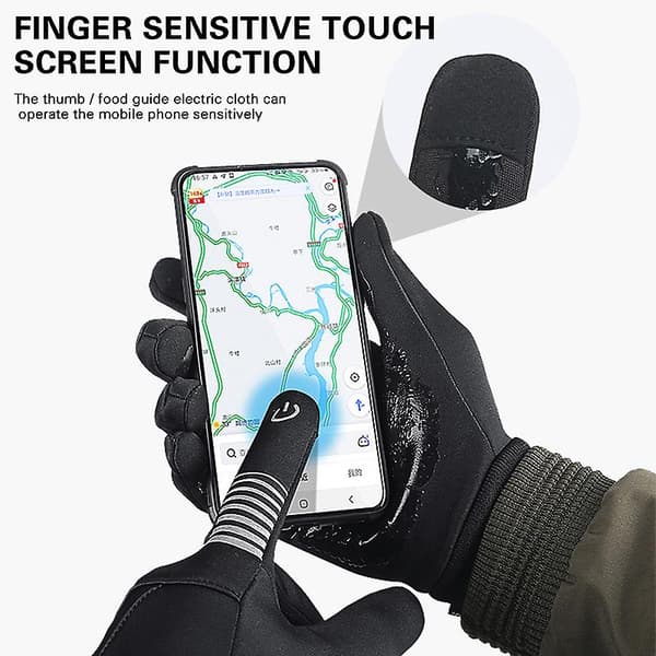 Varme cykelhandsker Fuld finger Udendørs efterår vinter Touchscreen-handsker til skøjteløb skiløb S