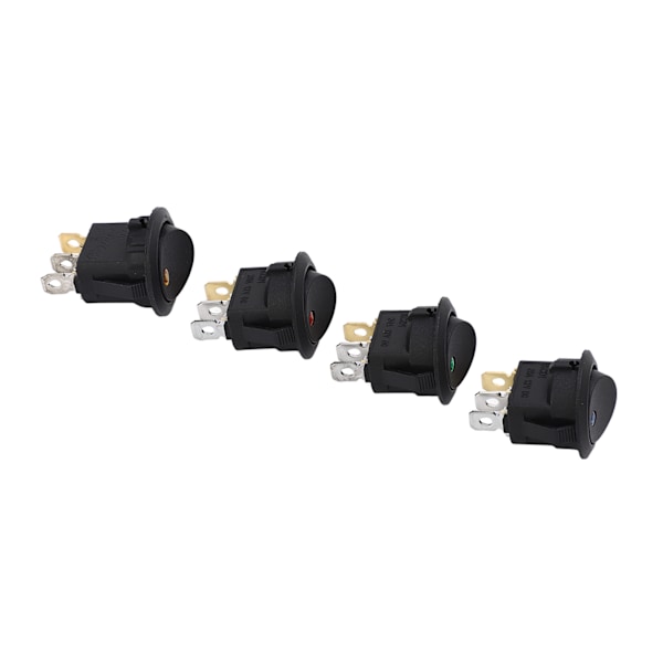 20-pack 12V 3-polig rund vippbrytare med LED - 2-läges på/av-växelspak för maskiner, hållbar ABS-konstruktion
