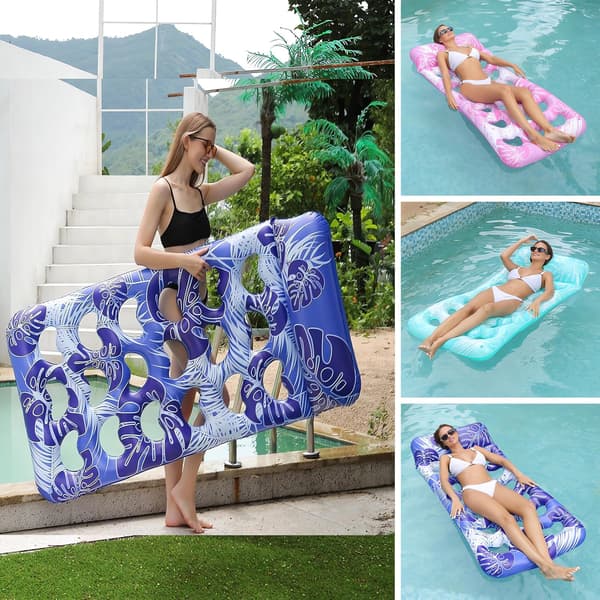 [02]Inflatable Mattress for Adults, Large Pool Float, Hammock, Inflatable Pool Mattress, Portable Pool Chair for Beach Vacation