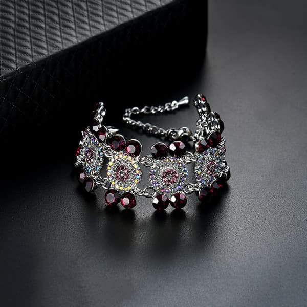 Kvinnors mode elegant legering strass blomma armband