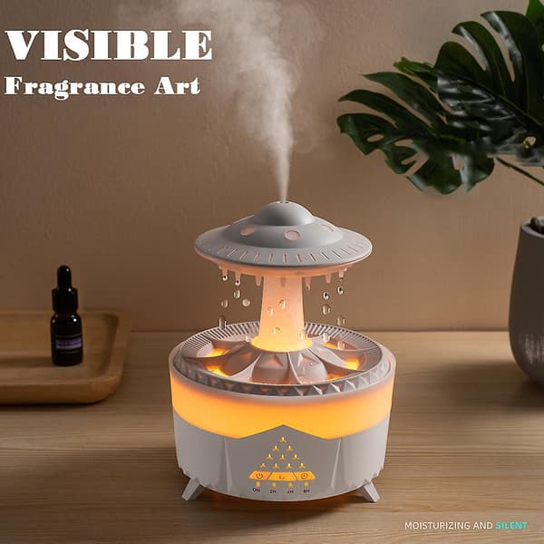 Sød Alien Rumskib Regndråbe Aroma Diffuser Stilfuld Luftrensningsforstøver til Stue White