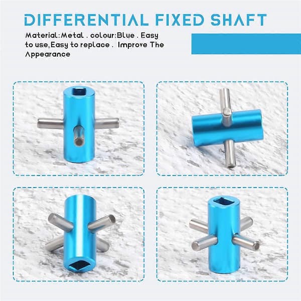 Fast differens fast aksel for TT-02 TT02 1/10 RC bil oppgraderingsdeler tilbehør,1 Blue
