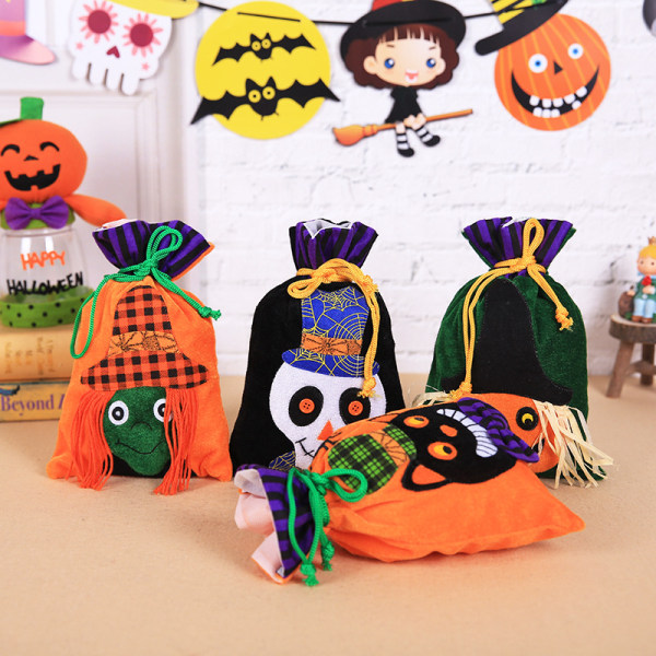 4 kpl Halloween-kangaskassi, Halloween Velvet -karamellilaukku, lasten juhliin, Halloween-teemainen juhla