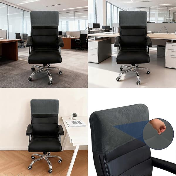 Office Chair Headrest Cover, Stretch Plush Rectangular Protective Cover Fits 40-50cm Headrest for Dust Protection and Daily Use rice