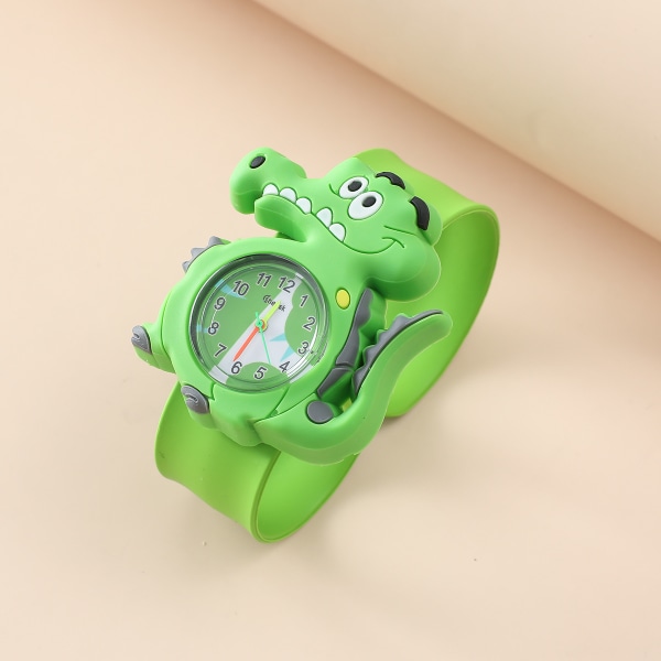 1 bit watch(grön dinosaurie), vattentät barnarmbandsur Quartz urverk, 3D tecknad design, Digital watch för 3 år till 11 år O