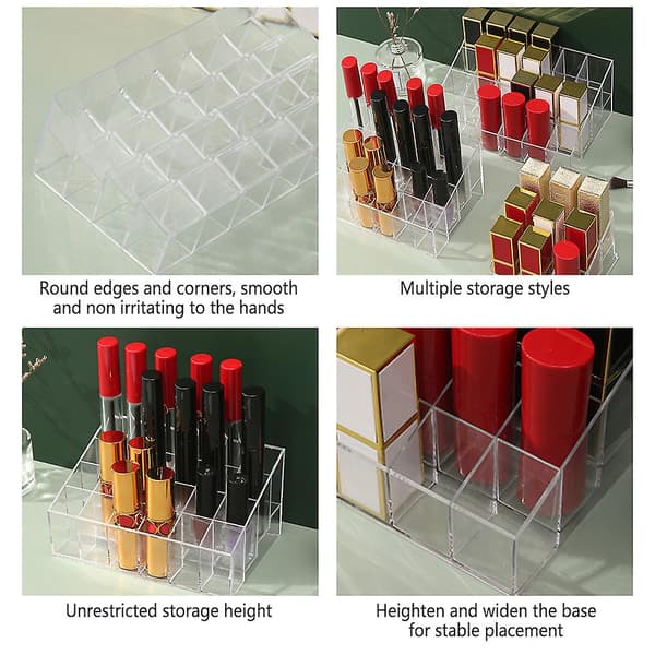 Multi-gitter Klar Læbestiftboks Stor Kapacitet Desktop Makeup Display Stand til Hjemmet 40 Grid