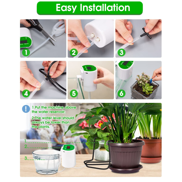 Automatiskt växtbevattningssystem för 12 krukväxter inomhus Inhemska bevattningsverktyg med Alersondes USB laddad