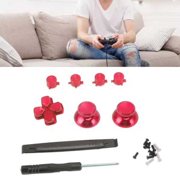 Knappeudskiftningssæt Aluminium Legering Dpad Knapper til PS5 Controller Tilbehør Rød
