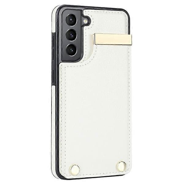 Compatible with Samsung Galaxy S21 FE 5G Mobile Phone Case, Drop-Proof Card Holder Case with Hardware Decoration White